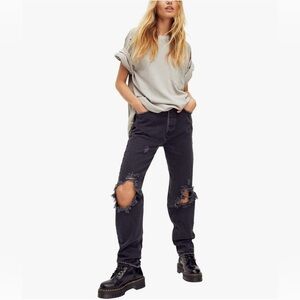 Free People We The Free Lasso Jeans in Washed Black NWOT